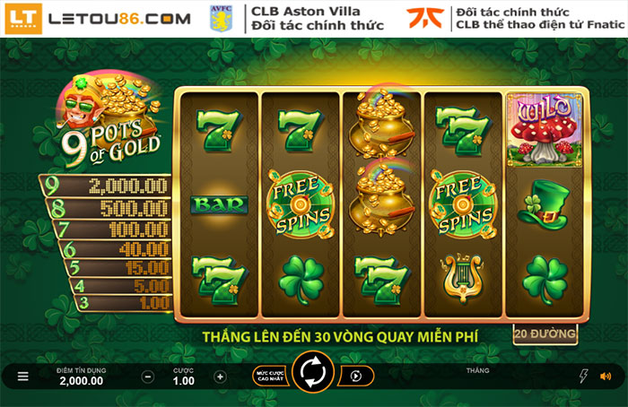 Khám phá cách chơi 9 Pots Of Gold slots tại nhà cái Letou